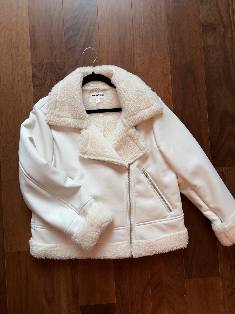 Vigoss Cream Sherpa Moto Jacket